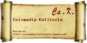 Csizmadia Kalliszta névjegykártya